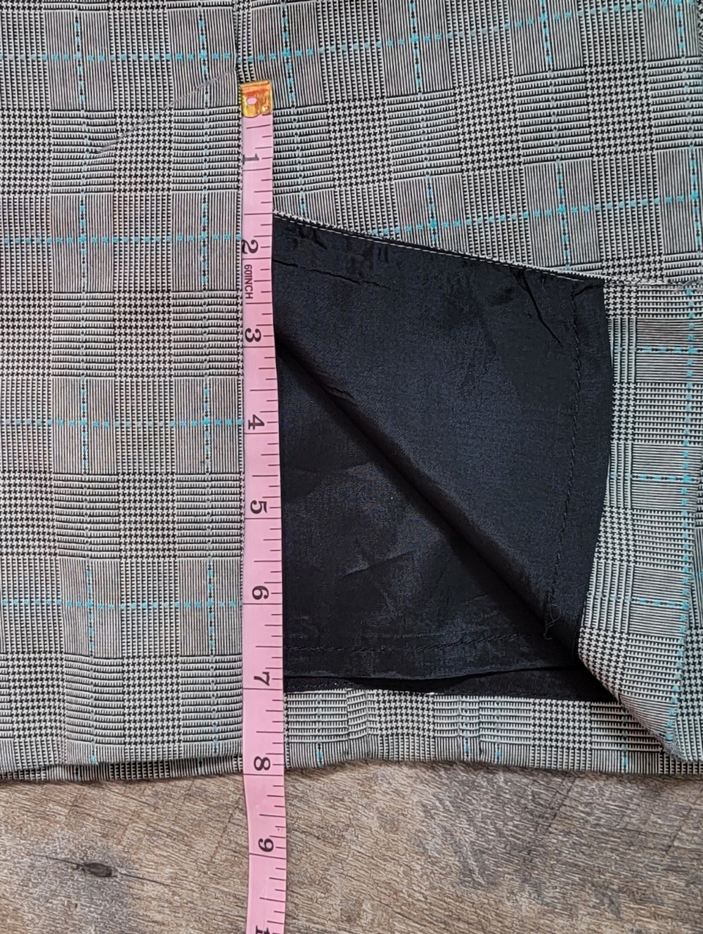 Anthropologie Floreat Doubly Adorned Plaid Strapless Midi Dress Womens 4 Grey Bl - Picture 12 of 14